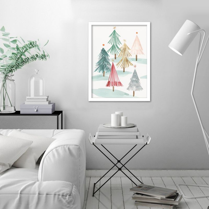 Americanflat Botanical Minimalist Christmas Trees I By Pi Holiday Collection Framed Print Wall Art, 3 of 9