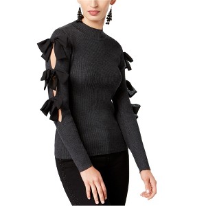 I.N.C International Concepts Womens Bow Trimmed Knit Sweater, Grey, X-Small - 1 of 1