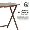 PJ Wood 5 Pack XL Oversize Tray Table for Living Room or Kitchen, Indoor TV Tray for Small Spaces and Family Gatherings, Rustic Espresso - 2 of 4