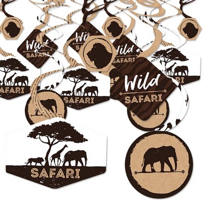 Big Dot of Happiness Wild Safari - African Jungle Adventure Birthday Party or Baby Shower Hanging Decor - Party Decoration Swirls - Set of 40