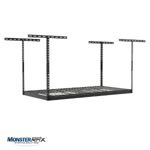 MonsterRax 2 x 8 Foot Heavy Duty Overhead Garage Storage Rack Holds Up to 350 Pounds with Adjustable Height Ranging from 24 to 45 Inches, Hammertone - 1 of 4