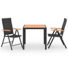 vidaXL 3 Piece Patio Dining Set Black and Brown - 2 of 4