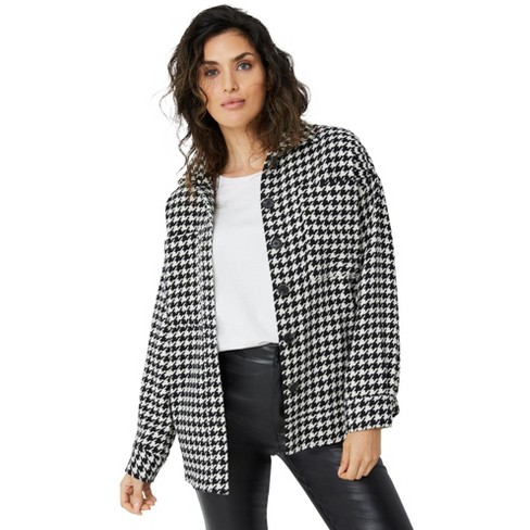 Women's Button-front Cardigan - Ava & Viv™ Black Houndstooth 4x : Target