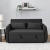 VASIP 55" Modern Convertible Velvet Sofa Bed  Double Pull-Out Bed with 2 Pillows, Detachable Arm Pocket Living Room Adjustable Grid Armrests - 2 of 4