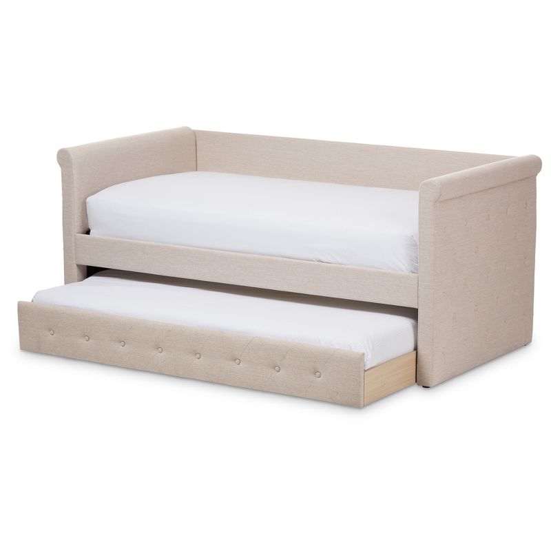 Twin Alena Modern And Contemporary Fabric Daybed with Trundle - Baxton Studio, 3 of 7