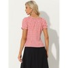 INSPIRE CHIC Women's Peasant Round Neck Ruffles Puff Sleeve Gingham Plaid Blouse - 3 of 4
