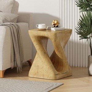 UPHA Wood-like texture Magnesium Oxide Twist Shape Side Table - 1 of 4