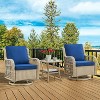 3 Pieces Outdoor Wicker Swivel Chair Set, Swivel Rocking Chairs Set of 2 with Rattan Side Table, 360-Degree Swivel Rocking Chair for Patio Porch Pool - 3 of 4