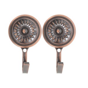 Unique Bargains Curtain Holdbacks Sunflower Petal Hooks Zinc Alloy 3.54"x2.01" 1 Pair - 1 of 4