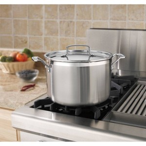 Cuisinart Classic MutliClad Pro 8qt Stainless Steel Tri-Ply Stockpot with Cover MCP66-24N - Silver: Dishwasher & Induction Safe - 1 of 4