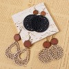 6/9-Pair Boho Earrings Set - Vintage Wooden Geometric & Leather Flower, Bohemian Collection - 4 of 4