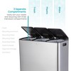 Home Zone Living 24 Gallon Wide Stainless Steel Triple Trash and Recycling Can with Removable Liners and Soft Close Lids, Silver - 2 of 4