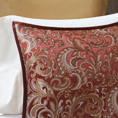 King Red Microfiber Floral Motif 24-Piece Bedding Set