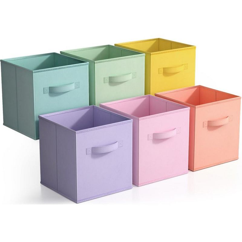 Sorbus 11 Inch 6 Pack Foldable Fabric Storage Cube Bins with Handles - for Organizing Pantry, Closet, Nursery, Playroom, and More, 1 of 7