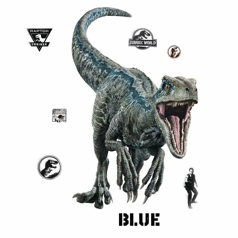 Jurassic World 2 Blue Velociraptor Giant Kids&#39; Wall Decal, 1 of 7