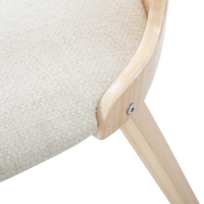 Natural Wood and Cream Faux Leather Swivel Armchair