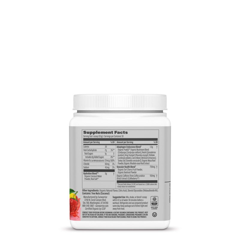 Sunwarrior Active Energy Pre-Workout Plus Hydration Powder, Strawberry Lemonade, 285g, 2 of 5