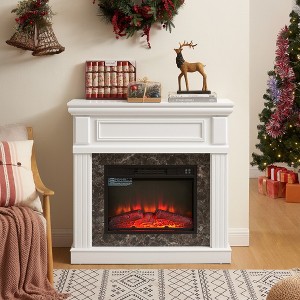 CLIHOME Freestanding Fireplace Heater, Electric Fireplace Mantel surround with 23" Fireplace Insert, Adjustable Flame, Remote Control - 1 of 4