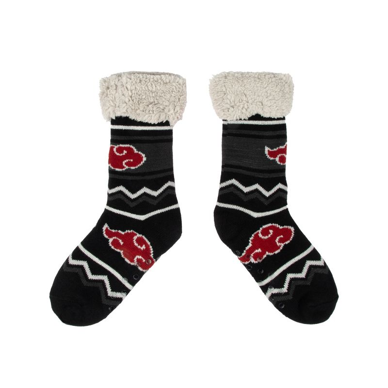 Naruto Akatsuki Cloud Symbols Women's Black Slipper Socks, 1 of 4