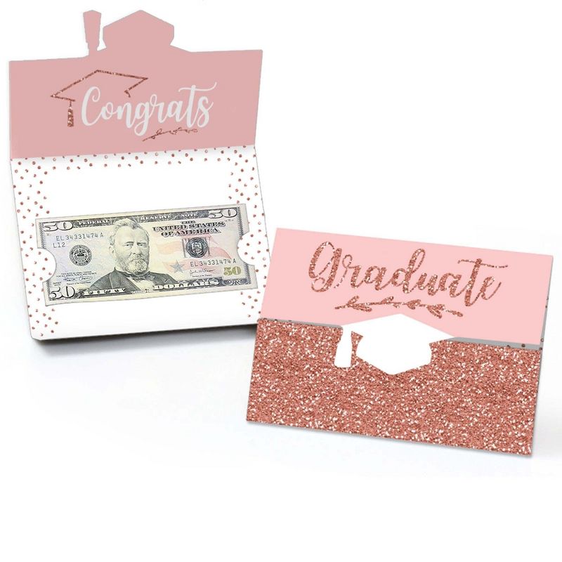 Big Dot of Happiness Rose Gold Grad - Graduation Party Money and Gift Card Holders - Set of 8, 1 of 6