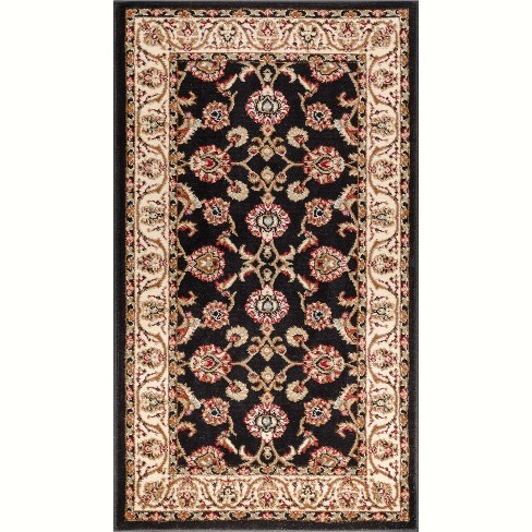 Noble Sarouk Black Persian Floral Oriental Formal Traditional Area Rug ...