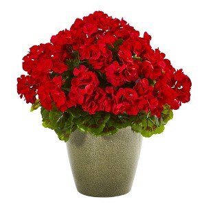 Nearly Natural 17-in Geranium Artificial Plant UV Resistant (Indoor/Outdoor) - 1 of 4