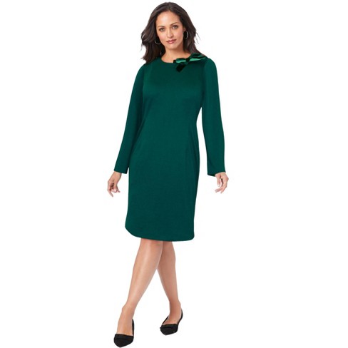 Jessica London Women's Plus Size Bow A-line Dress, 28 W - Emerald Green ...