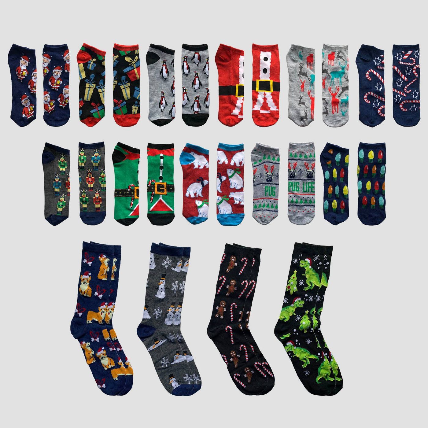Men's Holiday Fun 15 Days of Socks Advent Calendar - Assorted Colors One Size - image 1 of 4