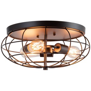 Tangkula 3-Light Industrial Style Rustic Ceiling Light Fixture with Iron Metal Cage Lampshade, Vintage Ceiling Lighting Lamp - 1 of 4