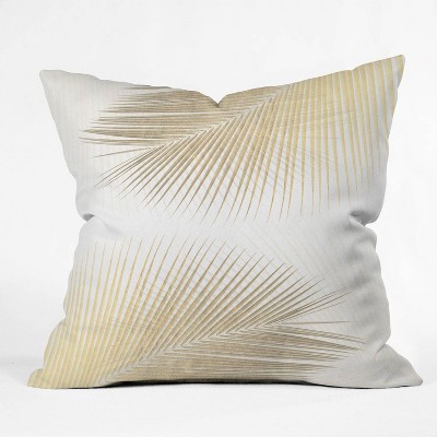 Gale Switzer Palm Leaf Synchronicity Square Throw Pillow Merona Gold - Deny Designs