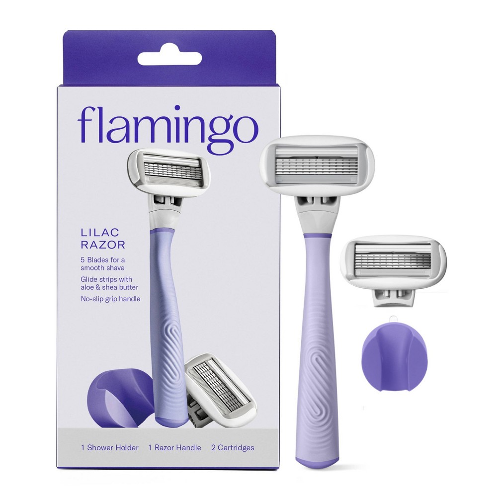 Photos - Razor / Razor Blade Flamingo 5-Blade Women's Razor - 1 Razor Handle + 2 Razor Blade Refills  