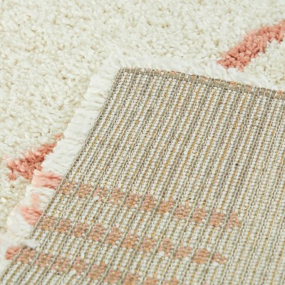 Sherpa Cozy Himalaya Inspired White/Pink Shag Rug 5' x 7'