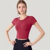 Anna-Kaci Active Women's Short Sleeve Open Back Crop Top with Twist Detail and Fitted Silhouette - 2 of 4