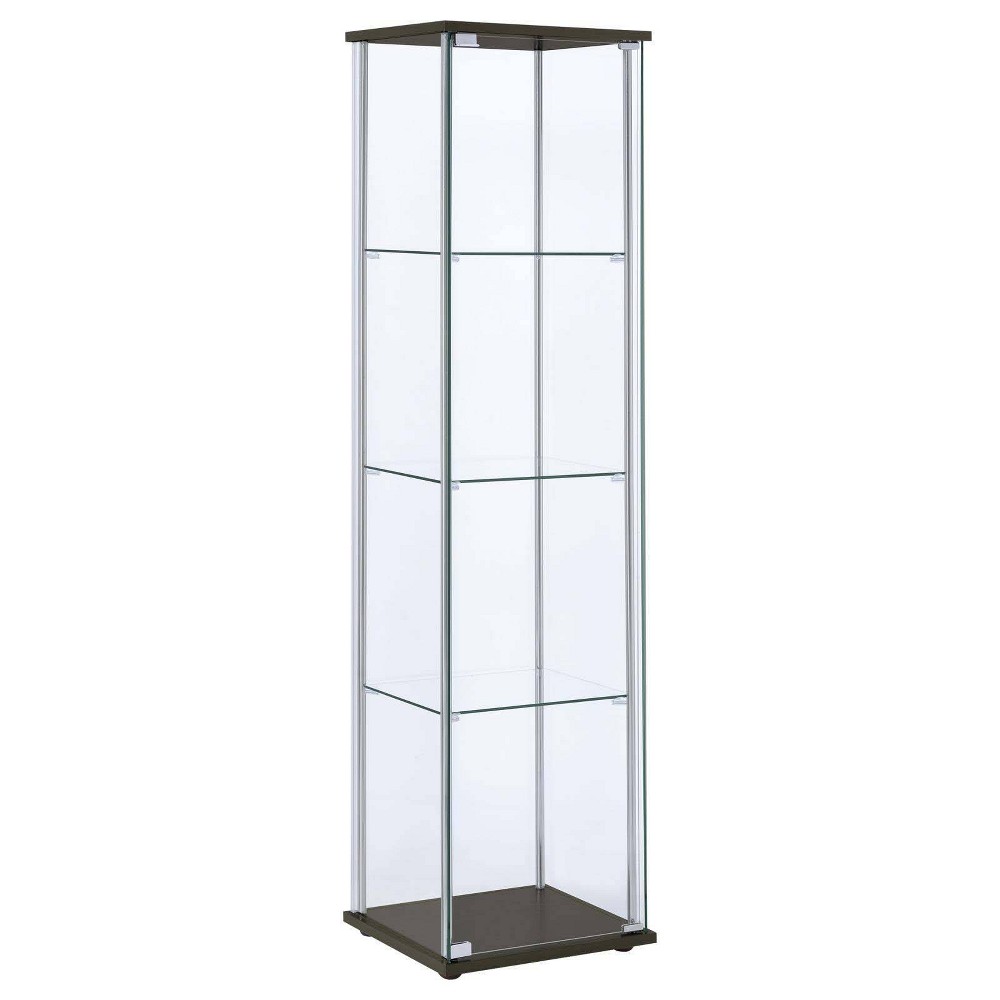 Photos - Wardrobe Coaster Bellatrix Modern Rectangular 4 Shelf Glass Curio Cabinet Cappuccin