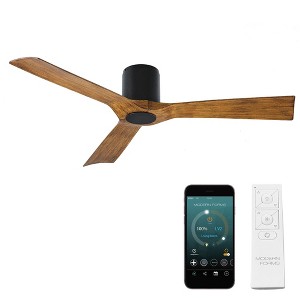 Modern Forms Aviator 3-Blade Smart Flush Mount Ceiling Fan in Matte Black/Distressed Koa - 1 of 4