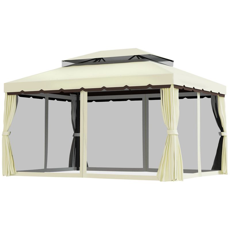 Outsunny 10' x 13' Soft Top Outdoor Patio Gazebo with Polyester Curtains & Air Netting Venting Screens & Aluminum Frame, 5 of 9
