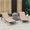 LeisureMod Marlin Patio Lounge Chairs with Arms and Fire Pit Side Table - Grey Trim, Set of 2 - 2 of 4