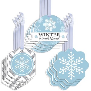 Big Dot of Happiness Winter Wonderland - Assorted Hanging Snowflake Holiday Party and Winter Wedding Favor Tags - Gift Tag Toppers - Set of 12 - 1 of 4
