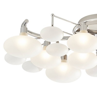 Lilypad Chrome 12-Light Frosted Glass Semi Flush Mount Ceiling Fixture
