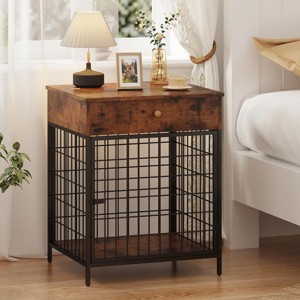 Retro Industrial Dog Crate, MDF Iron Material, Single-Door Flip-Top Design, Drawer Storage, Suitable for Dogs under 25 lbs - 1 of 4
