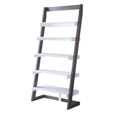 70.75" Wingill Leaning Bookcase White/Distressed Gray - miBasics