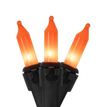 Northlight 100-Count Orange Mini Halloween Light Set, 20ft Black Wire