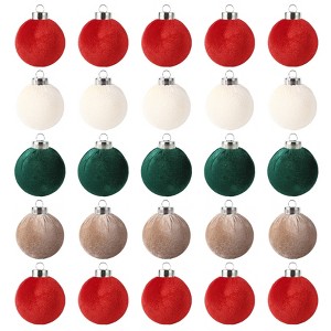 Orieon 25PCS Minimalist Velvet Christmas Ornaments, 2.36 Inch Shatterproof Ball Decorations for Modern Xmas Tree & Holiday Home Decor Christmas Color - 1 of 4