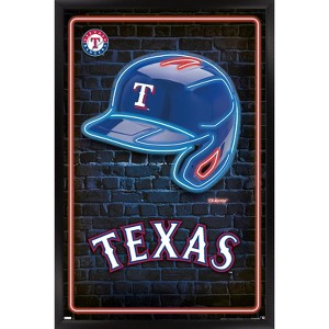 Trends International MLB Texas Rangers - Neon Helmet 23 Framed Wall Poster Prints - 1 of 4