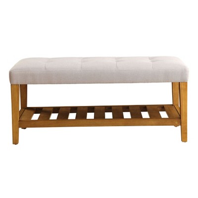 NicBex Modern 40.5" Bedroom Bench Wood Accent Stools with Open Shelf for Bedroom and Entryway