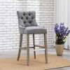 WestinTrends 24" Linen Fabric Tufted Buttons Upholstered Wingback Counter Stool - 2 of 4