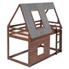 Kumasinova Twin Size Wood House Bunk Bed with Roof, Ladder & 2 Windows –Solid Pine Twin Size Bed Frame for Kids' Bedrooms/Small Spaces - 3 of 4