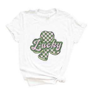 Simply Sage Market Women's Lucky Checkered Grunge Short Sleeve Graphic Tee - 1 of 4