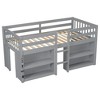 Twin Loft Beds With Full-length Guardrail, Integrated Ladder, Wood Slat Support Bed Frame With 2 Shelves, Game Room,Platform Bed Frame - 3 of 4