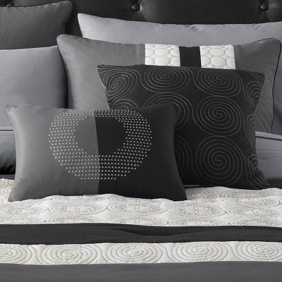 Elsie Gray and Black 7-Piece Queen Comforter Set
